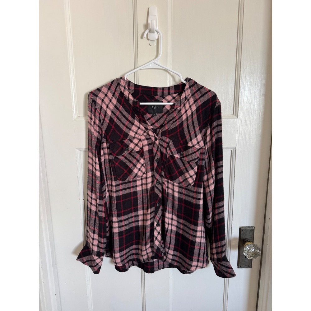 Rails Bentley plaid top in black pink rogue size small
